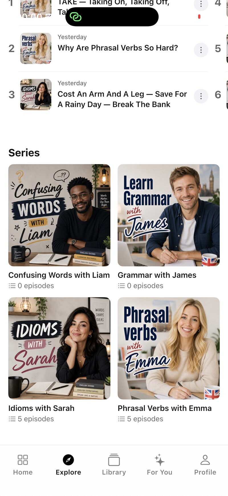 Lispora series shelf with four hosted English-learning series